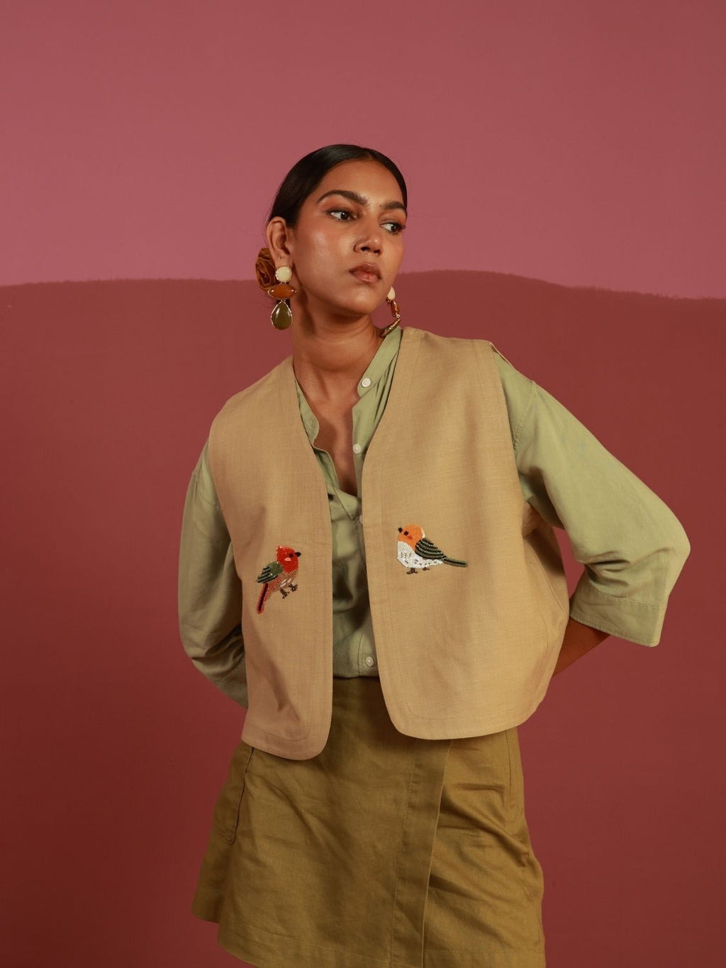 The Perch Gilet | Hand-Embroidered Bird Vest (20+ Artisan Hours) Winglore Studio