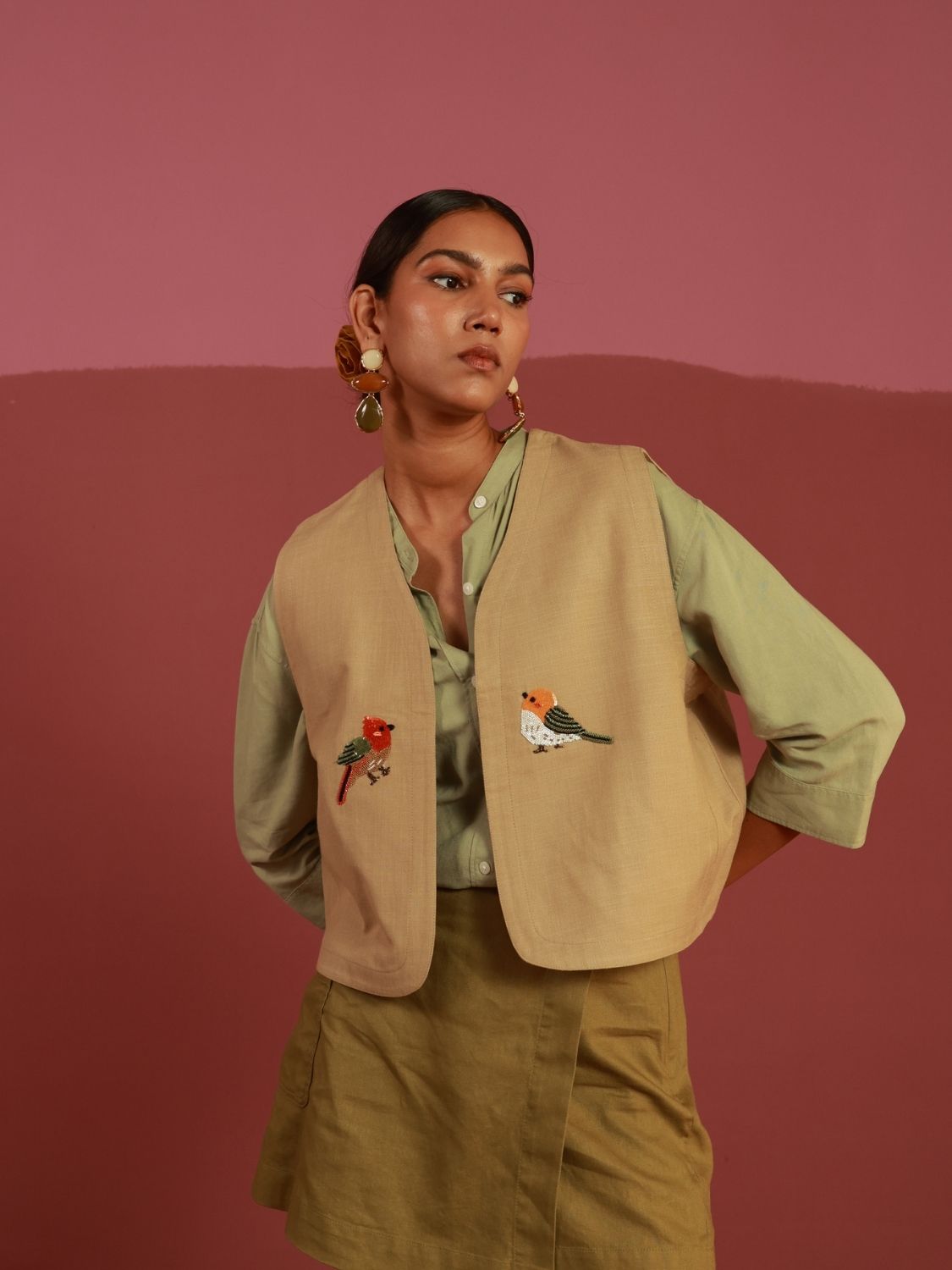 The Perch Gilet | Hand-Embroidered Bird Vest (20+ Artisan Hours) Winglore Studio
