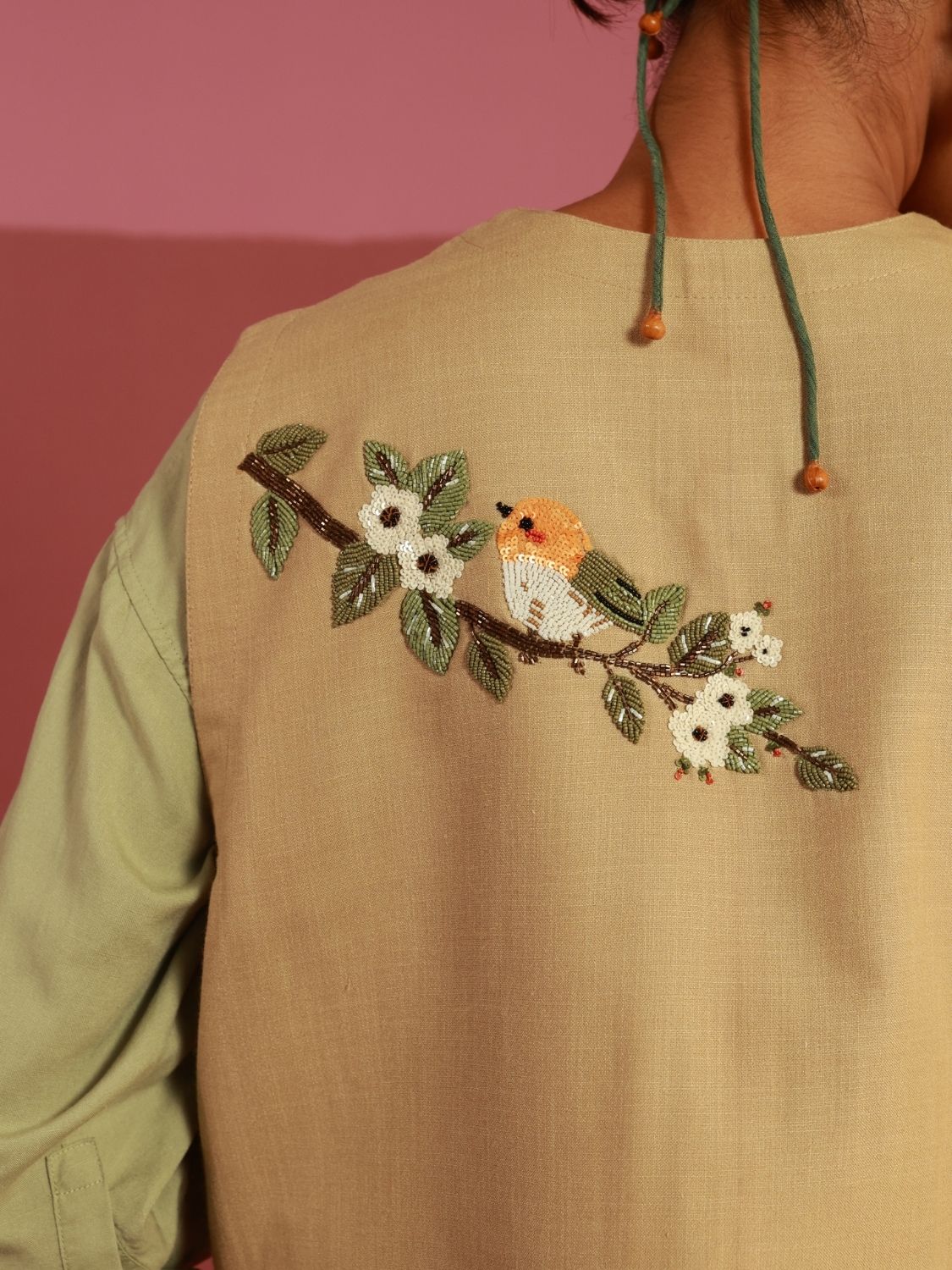 The Perch Gilet | Hand-Embroidered Bird Vest (20+ Artisan Hours) Winglore Studio