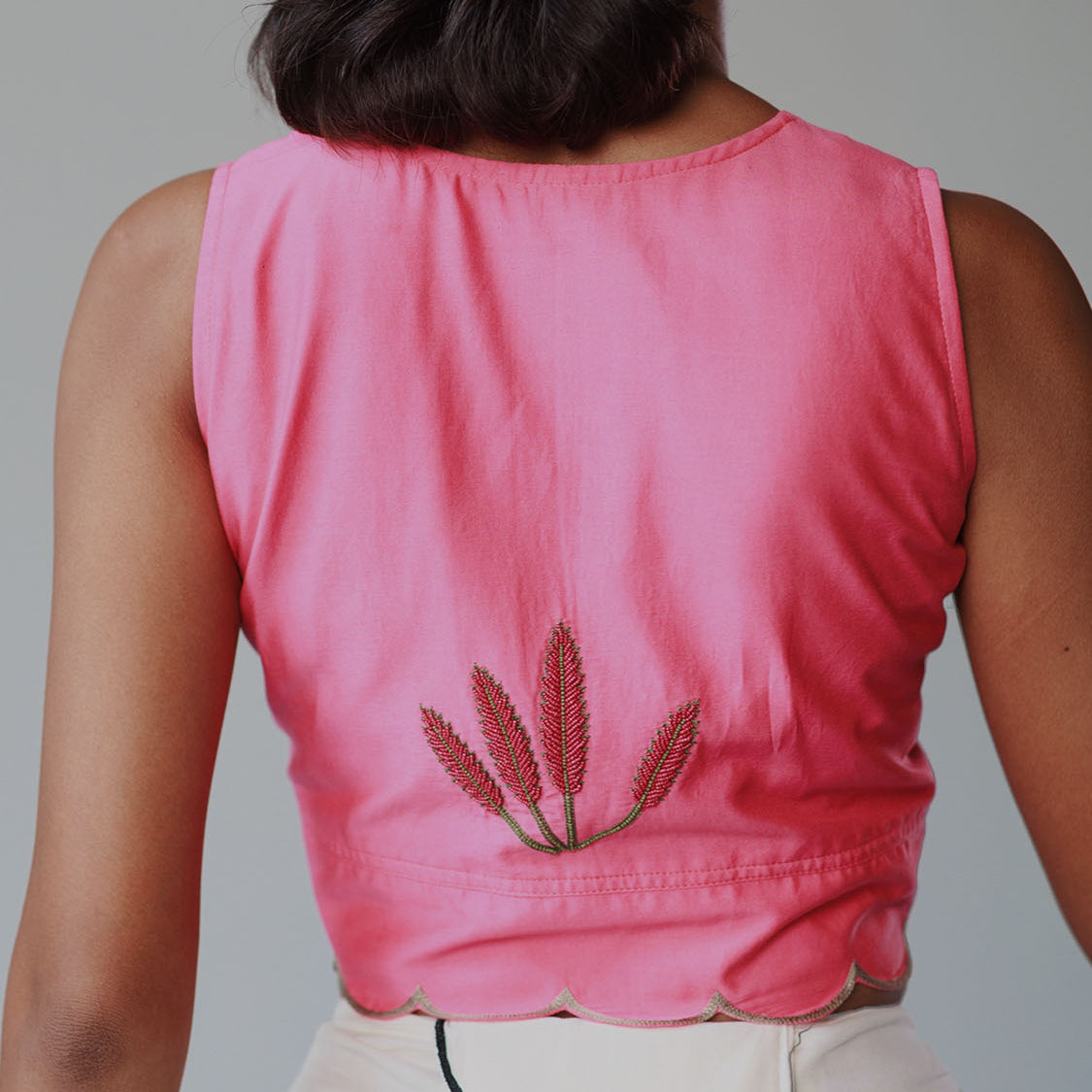 Monkey Business Blouse | Pink Cotton Silk Blouse, Handcrafted Finish