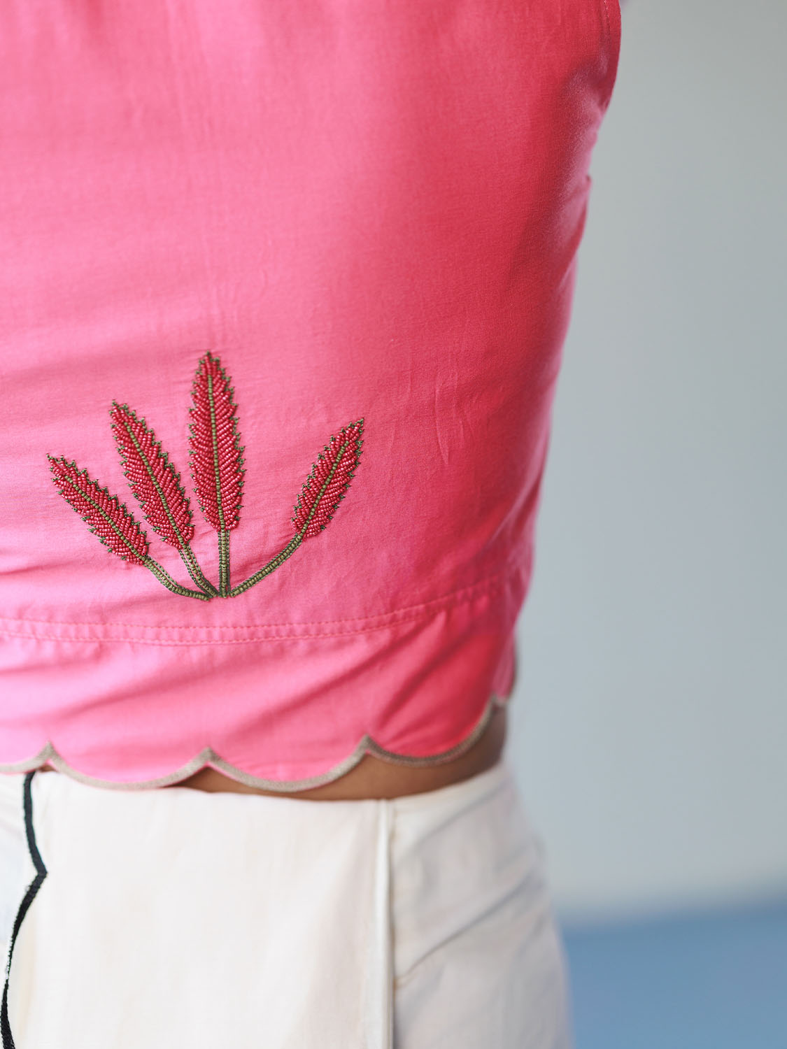 Monkey Business Blouse | Pink Cotton Silk Blouse, Handcrafted Finish