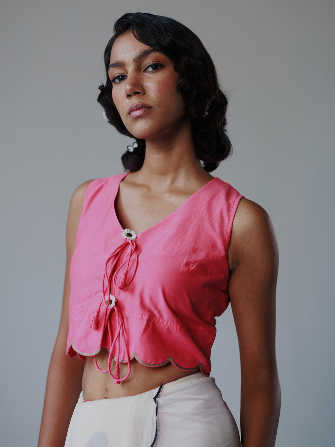 Monkey Business Blouse | Pink Cotton Silk Blouse, Handcrafted Finish