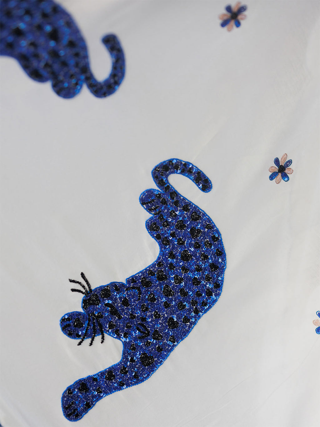 Spotted in Style Saree | Indigo Leopard and Heart Motifs (60+ Artisan Hours) Winglore Studio