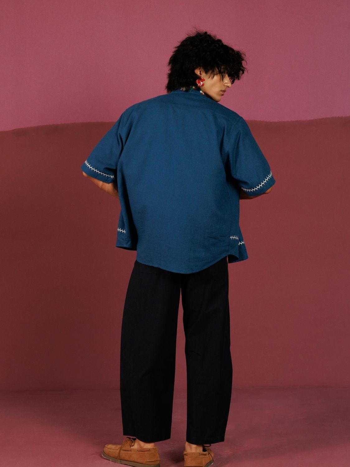 Flor-All You Need Oversized Shirt | Resham Hand Embroidery (40+ Artisan Hours)